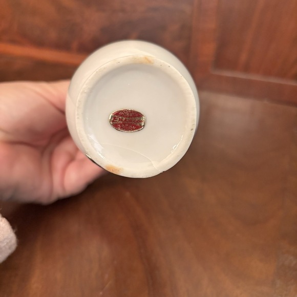 Vintage Enesco Femme Faire Hand Painted Girl Vases Pair Mid Century 6" - Picture 10 of 11